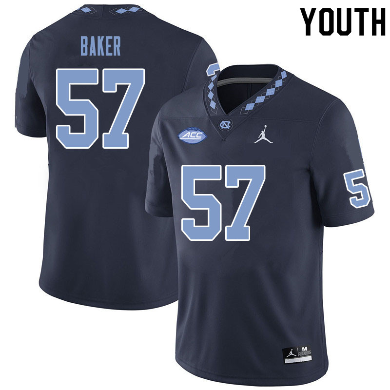 Youth #57 Cayden Baker North Carolina Tar Heels College Football Jerseys Sale-Black